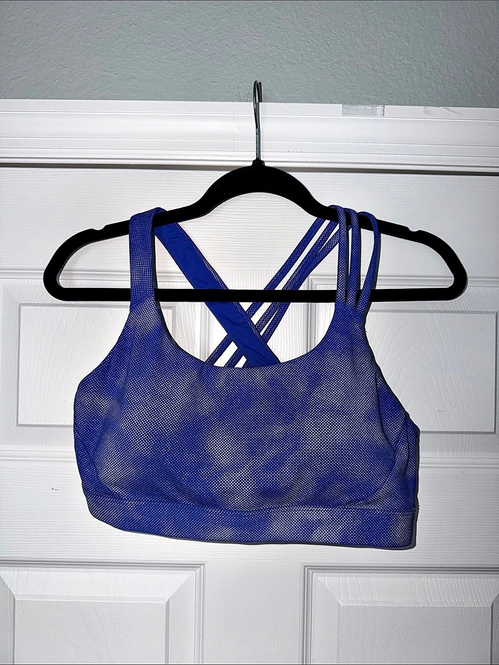 Athleta Interval Sports Bra Blue Strappy Sports Bra